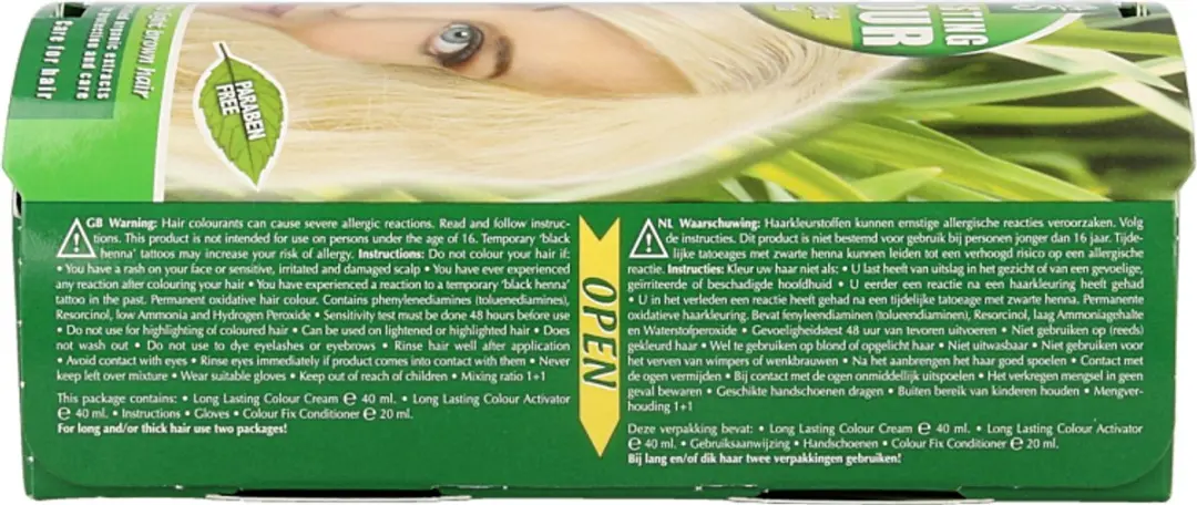 Hennaplus Long Lasting Colours 10.0 High Light Blond Haarverf - 100mg - Groen