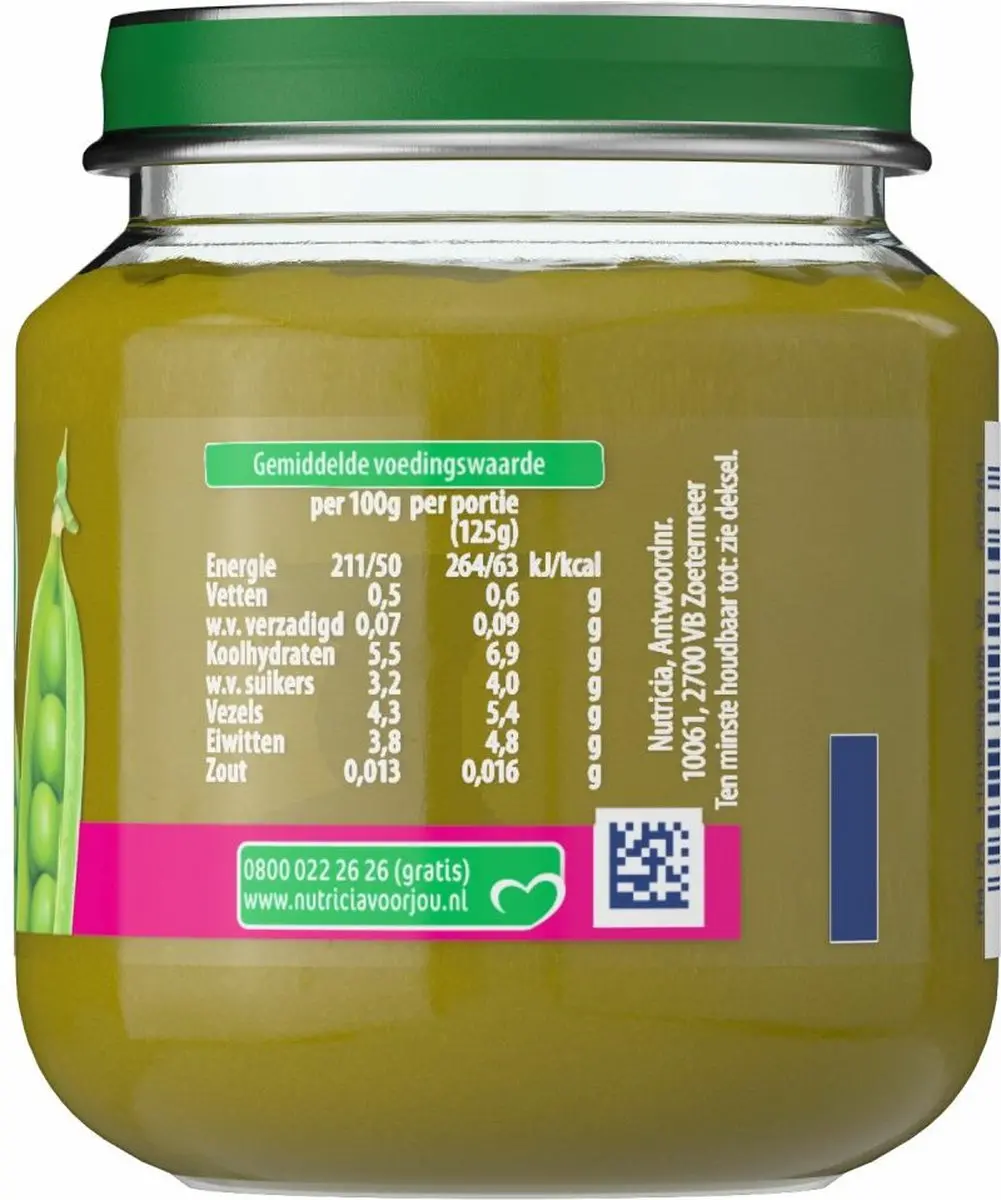 Olvarit Groentehapje Doperwten 125g