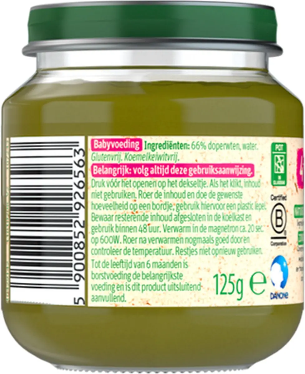 Olvarit Groentehapje Doperwten 125g