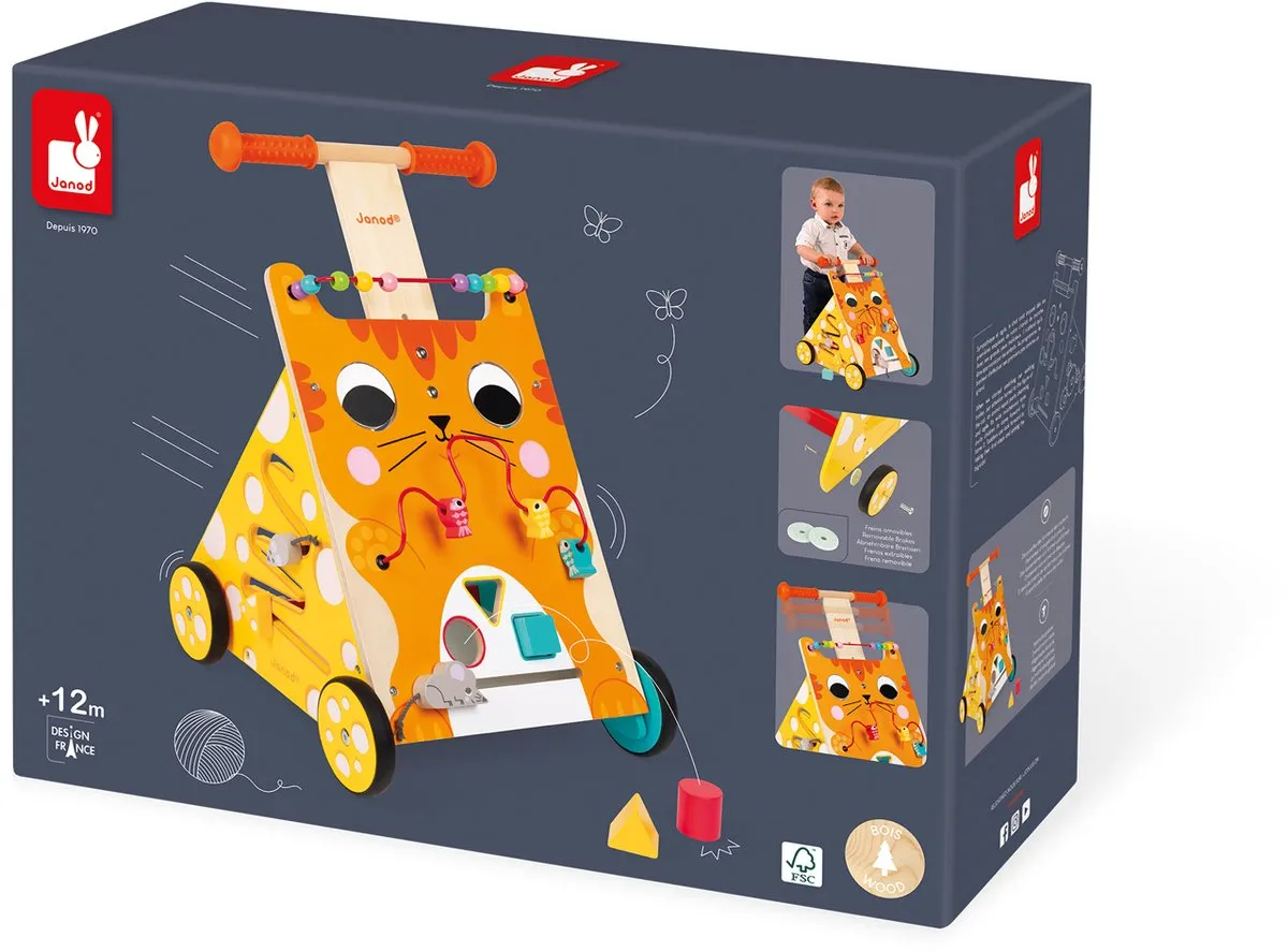 Janod Multi-Activiteiten Loopwagen Kat