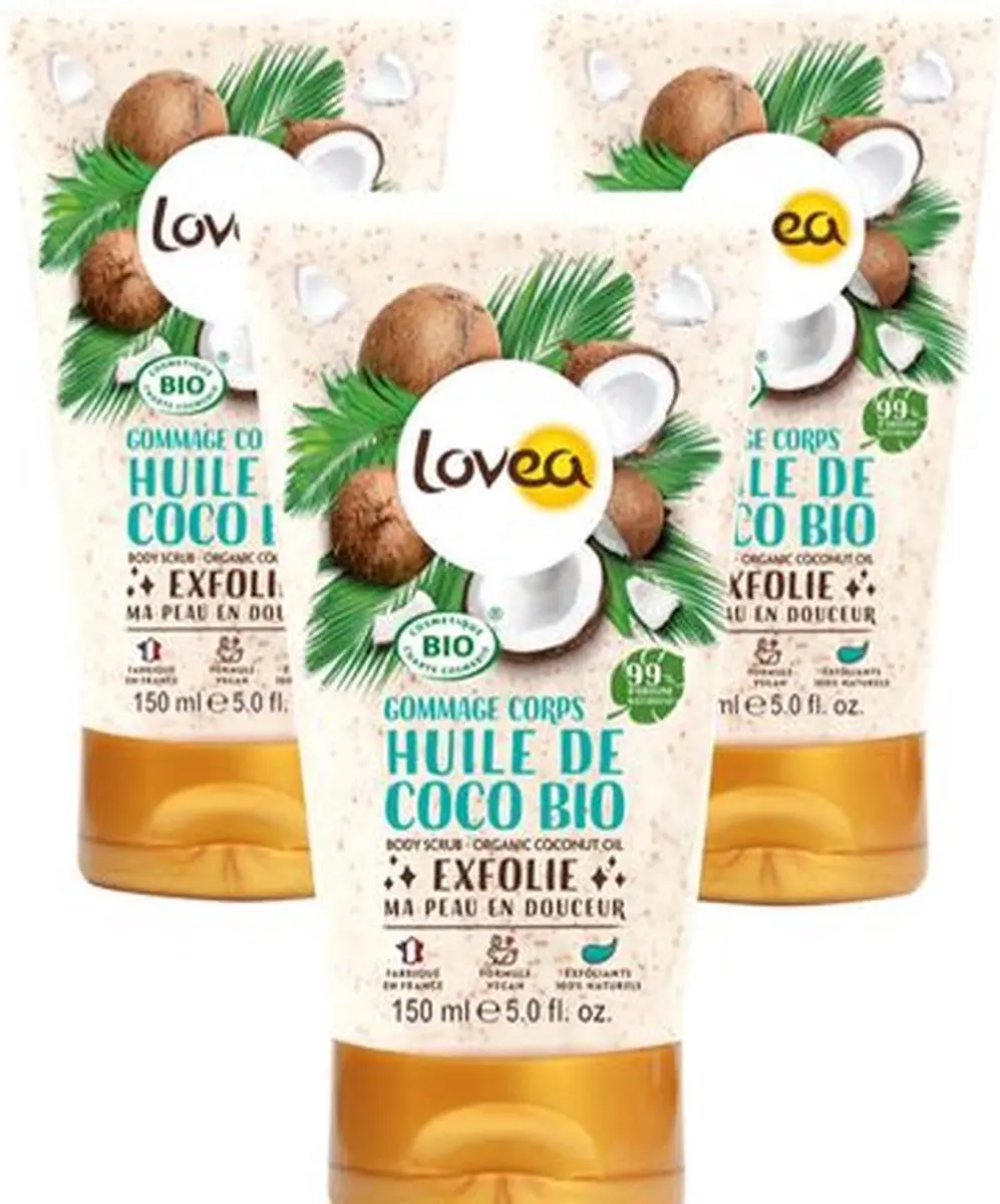 Lovea Biologische Body Scrub Kokos 150ml - 3 Stuks