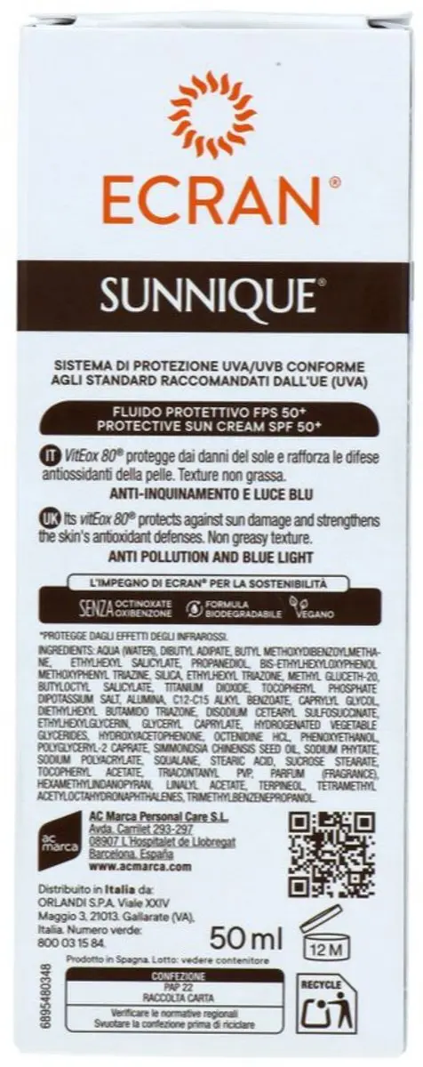 Ecran Sunique Gezichtcrème SPF50 50ml