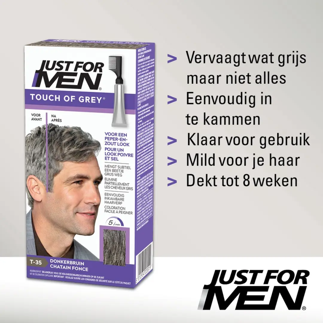 Just For Men Touch of Grey T35 Midden Bruin Haarverf - 40g