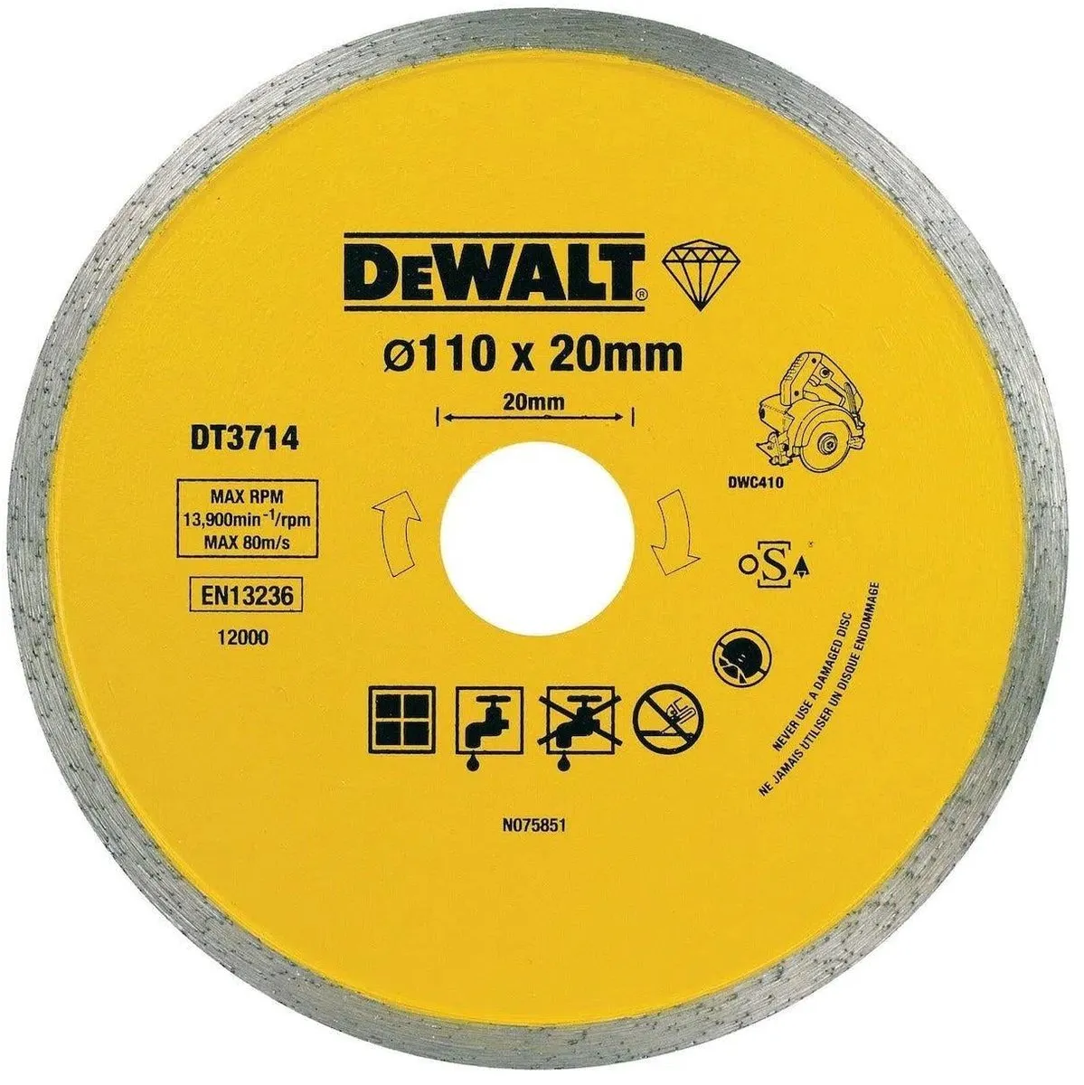 DeWalt DT3714 Diamantzaagblad 110x20mm - Keramiek/Steen