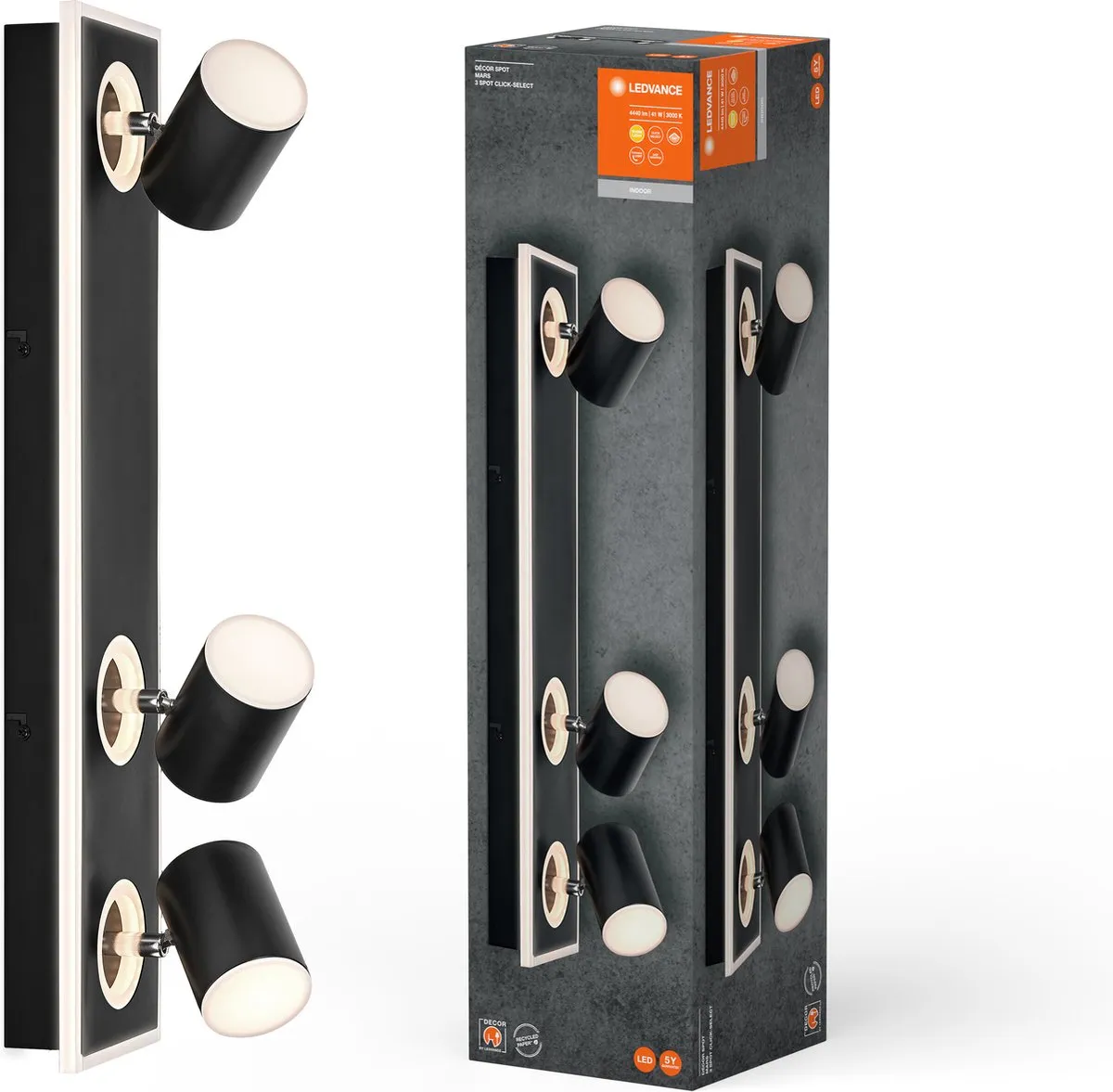 LEDVANCE Decor Spot Mars CLICK-SELECT Black 3 Spot - 41W 1.425lm