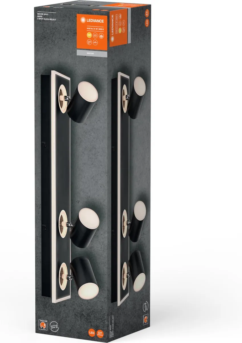 LEDVANCE Decor Spot Mars CLICK-SELECT Black 3 Spot - 41W 1.425lm