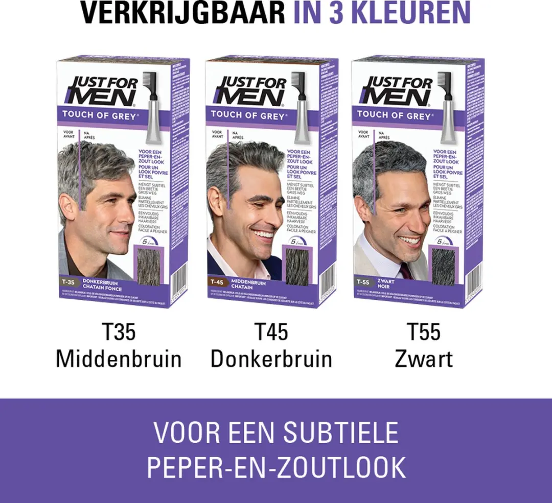Just For Men Touch of Grey T45 Haarverf - Donkerbruin 40g