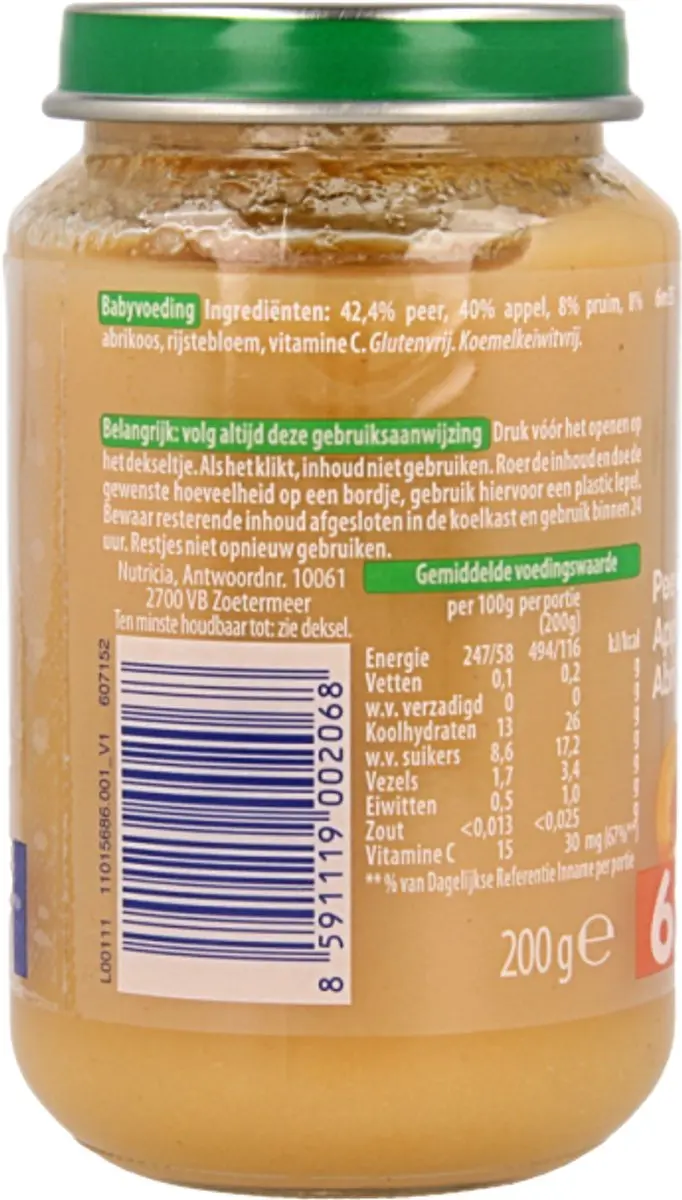 Olvarit Peer-Appel-Abrikoos Fruithapje 200g