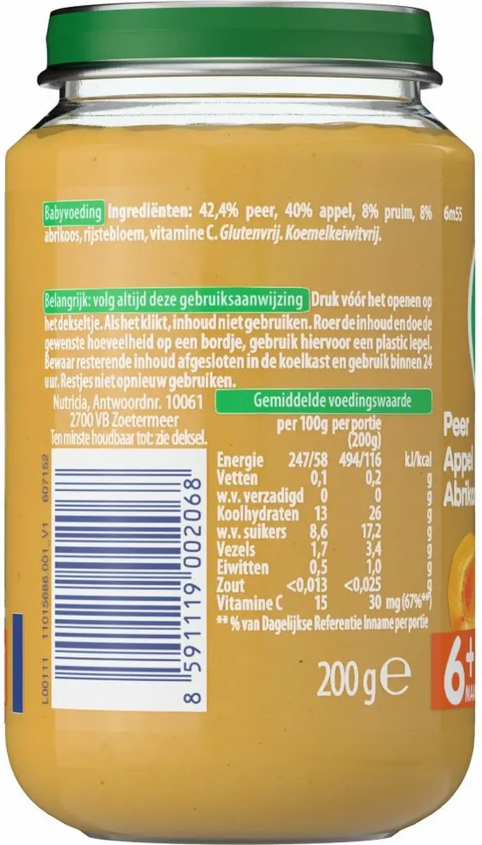 Olvarit Peer-Appel-Abrikoos Fruithapje 200g