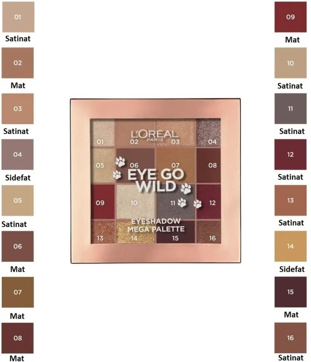 L'Oréal Paris Eye Go Wild Mega Palet - 16 Kleuren