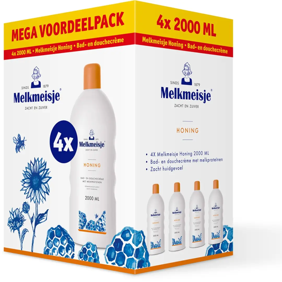 Melkmeisje Bad en Douchecreme Honing 2000ml