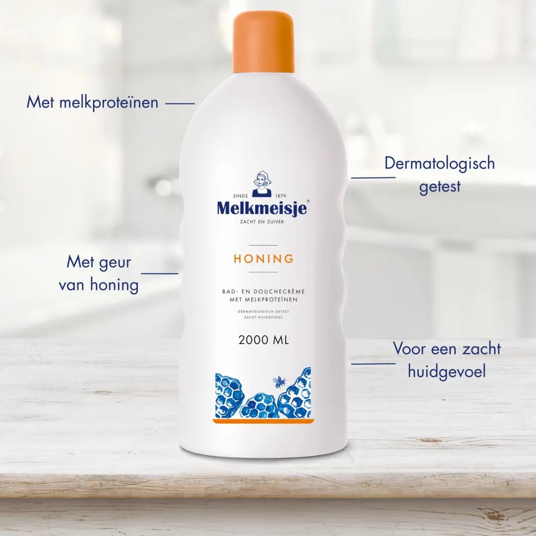Melkmeisje Bad en Douchecreme Honing 2000ml - 4 Stuks