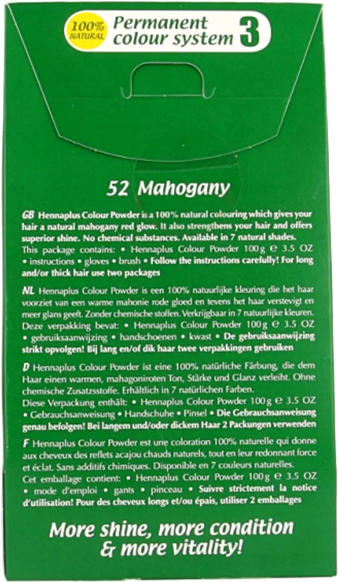 Hennaplus Kleurpoeder 52 Mahonie Haarverf 100g