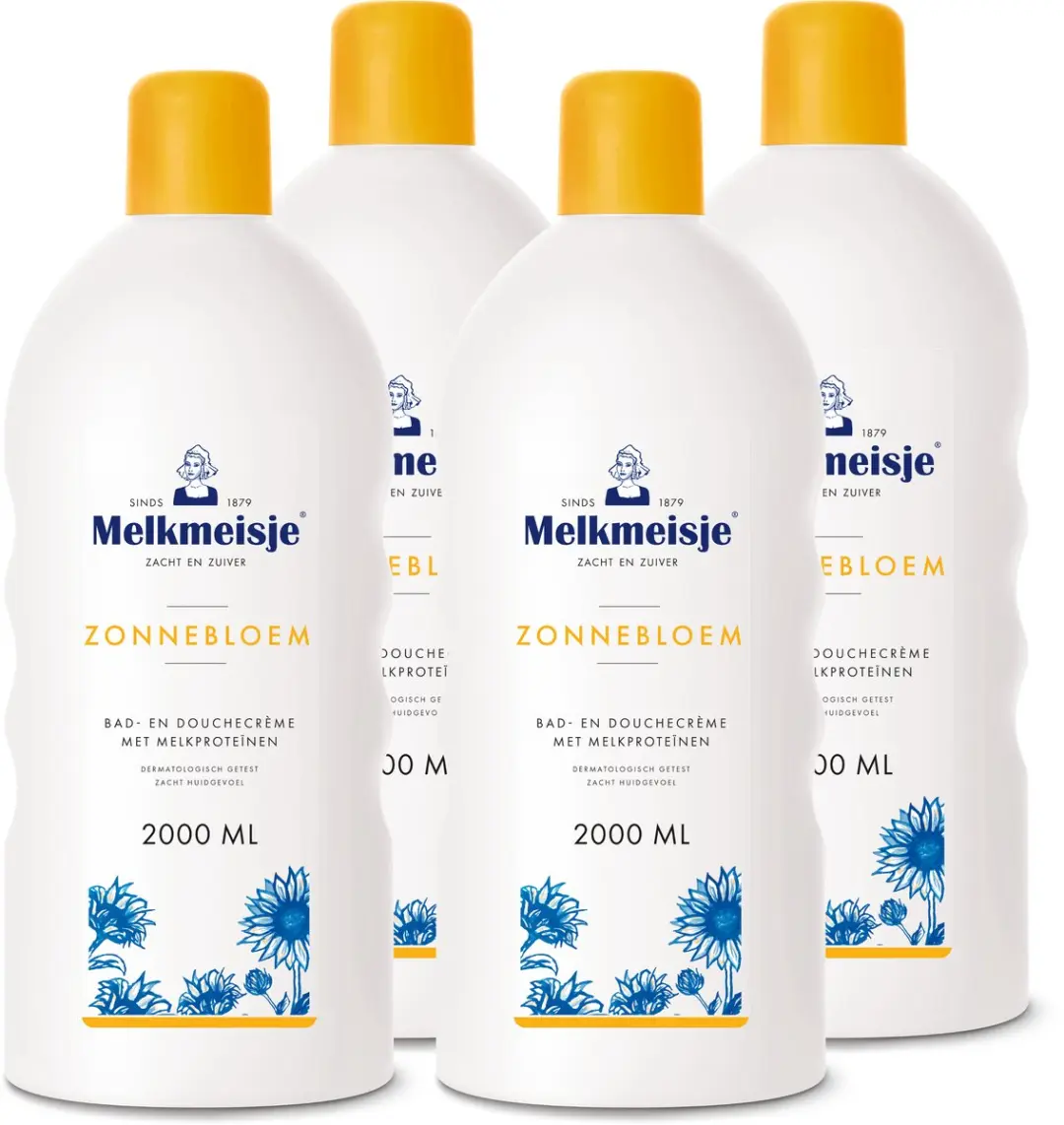 Melkmeisje Bad en Douche Crème Zonnebloem 2000ml - 4 Stuks