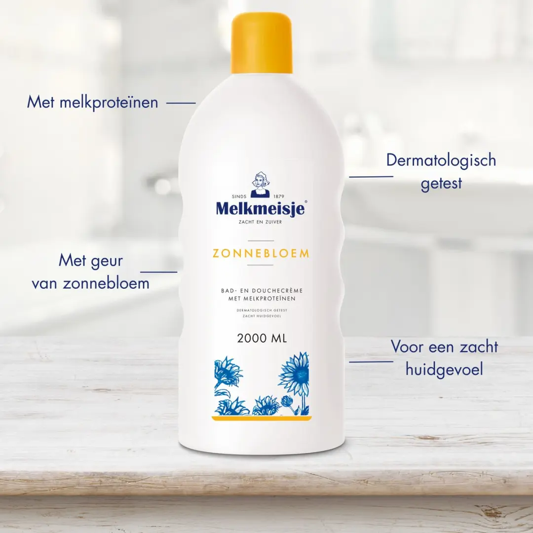 Melkmeisje Bad en Douche Crème Zonnebloem 2000ml - 4 Stuks