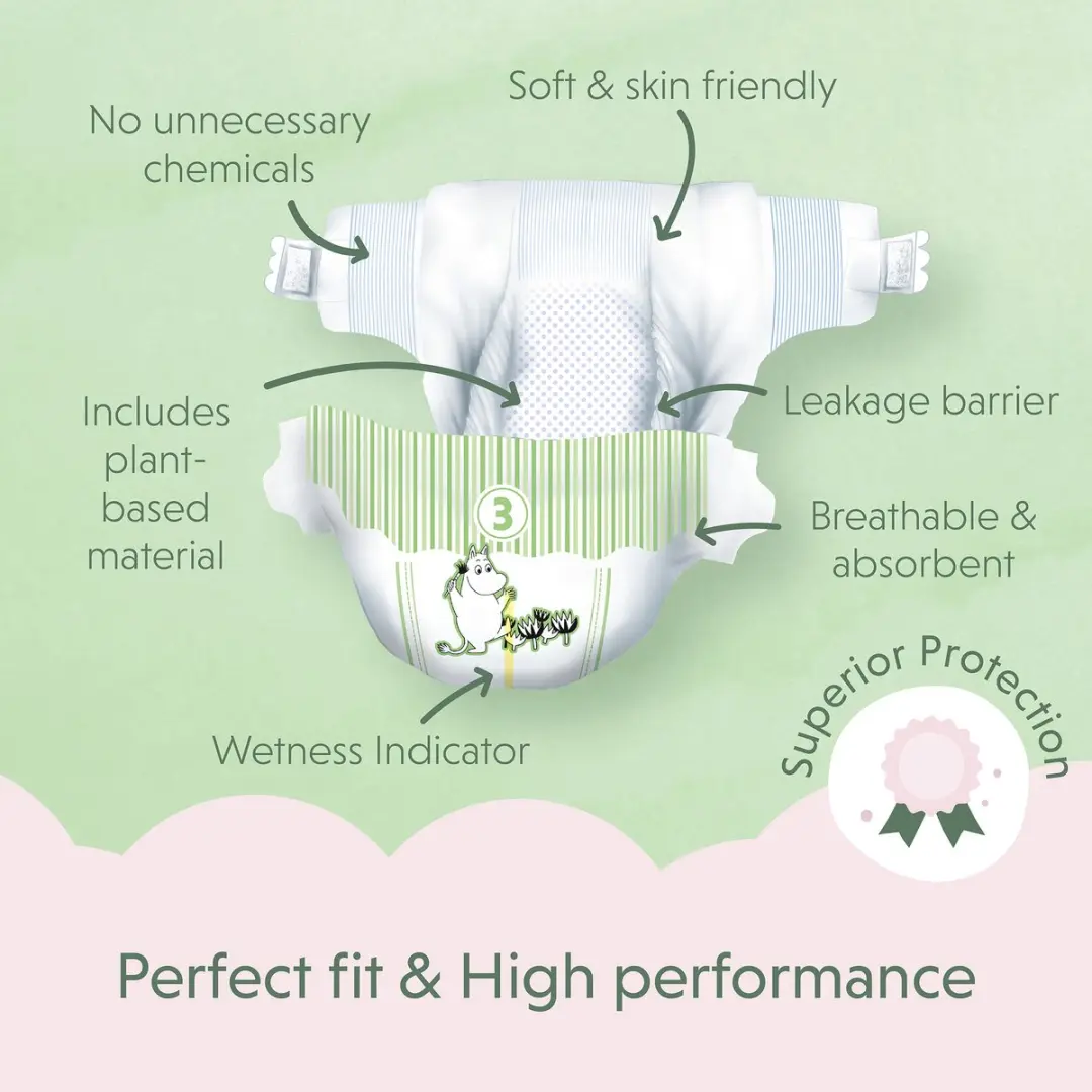 Moomin Baby Eco Wegwerpluiers Maat 3 - 210 Stuks