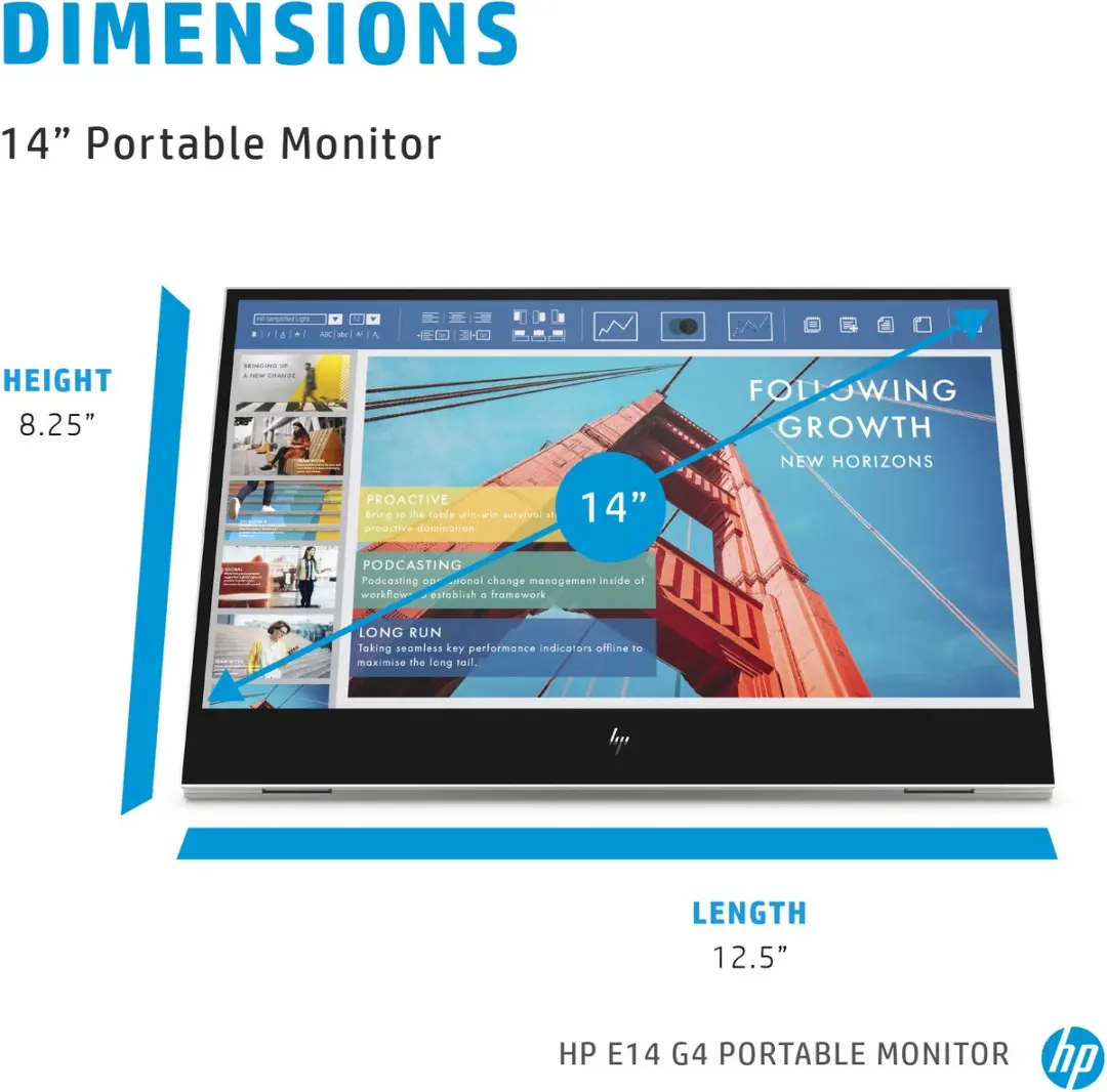 HP E14 G4 Portable Monitor 1B065AA - Zilver