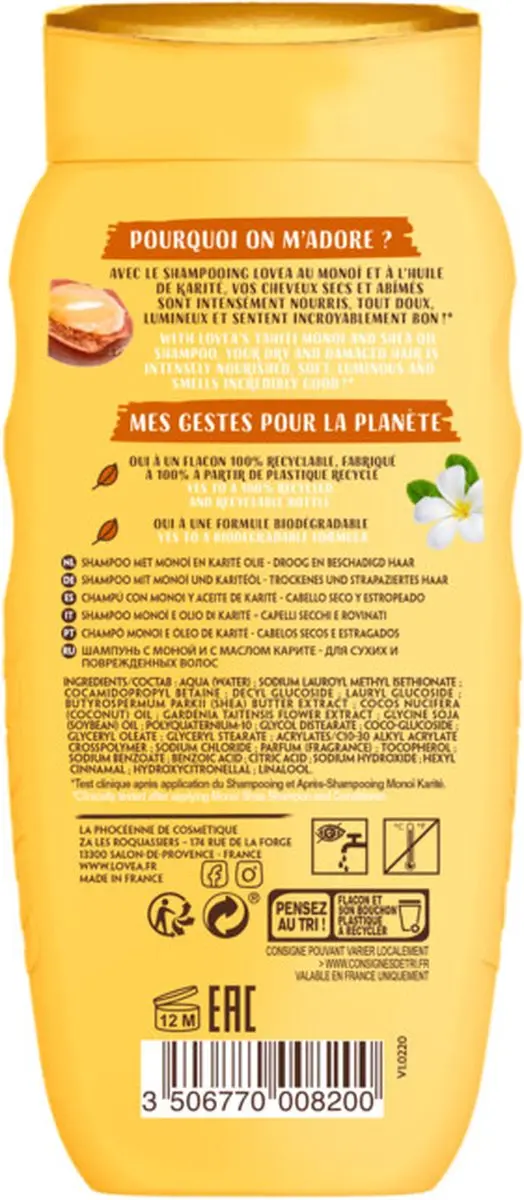 Lovea Monoï & Shea Shampoo 250ml