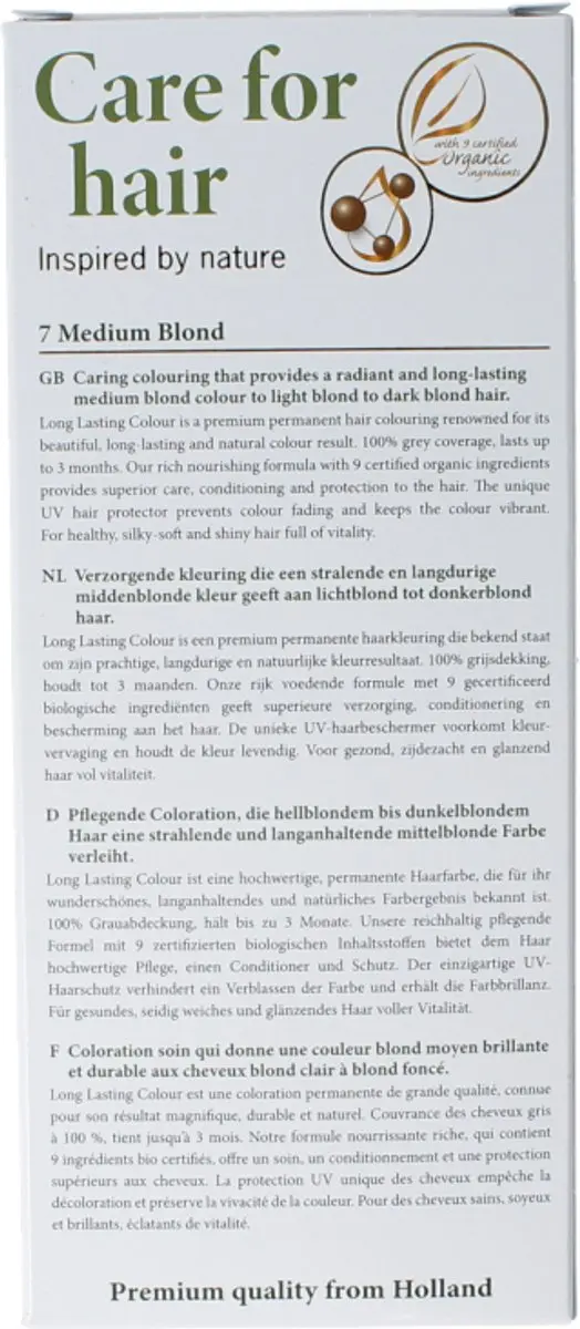 Hennaplus Long Lasting Colour 7 Sytá Blond - 100mg - Groen