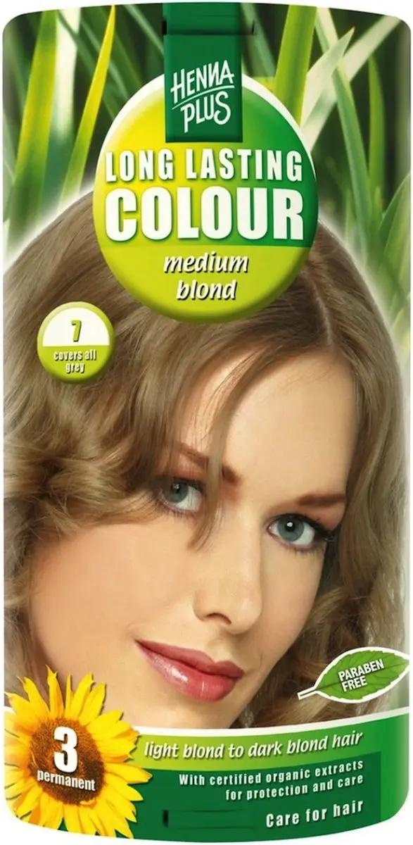 Hennaplus Long Lasting Colour 7 Sytá Blond - 100mg - Groen