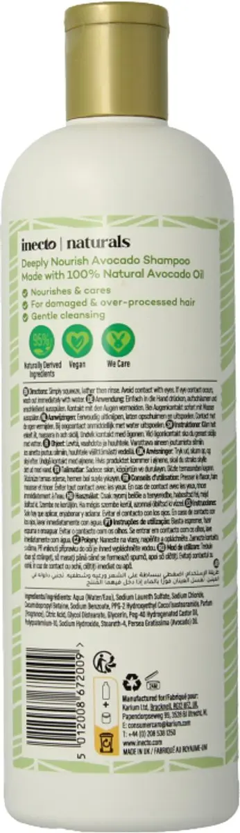 Inecto Naturals Avocado Shampoo 500ml