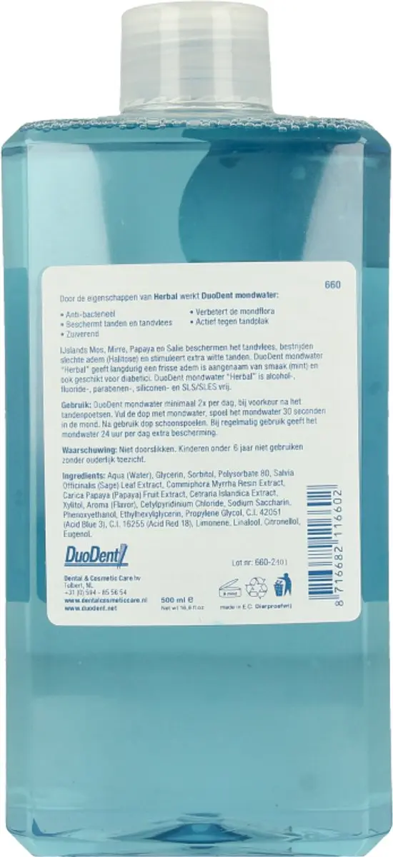 Duodent Herbal Extra White Mondwater 500ml