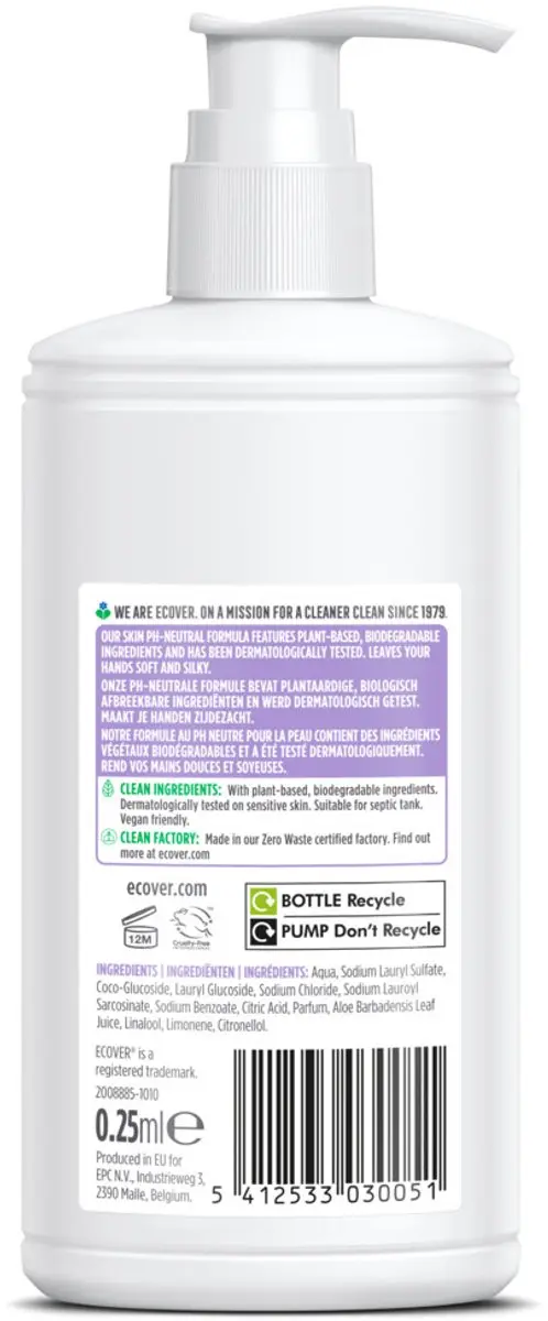 Ecover Handzeep Lavendel & Aloë Vera 250ml - 2 Stuks
