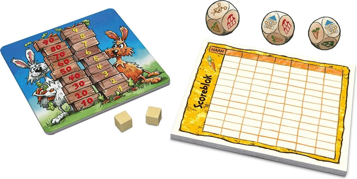 999 Games Konijnenhokken Vlot Dobbelspel - 7 Spelers - Multikleur
