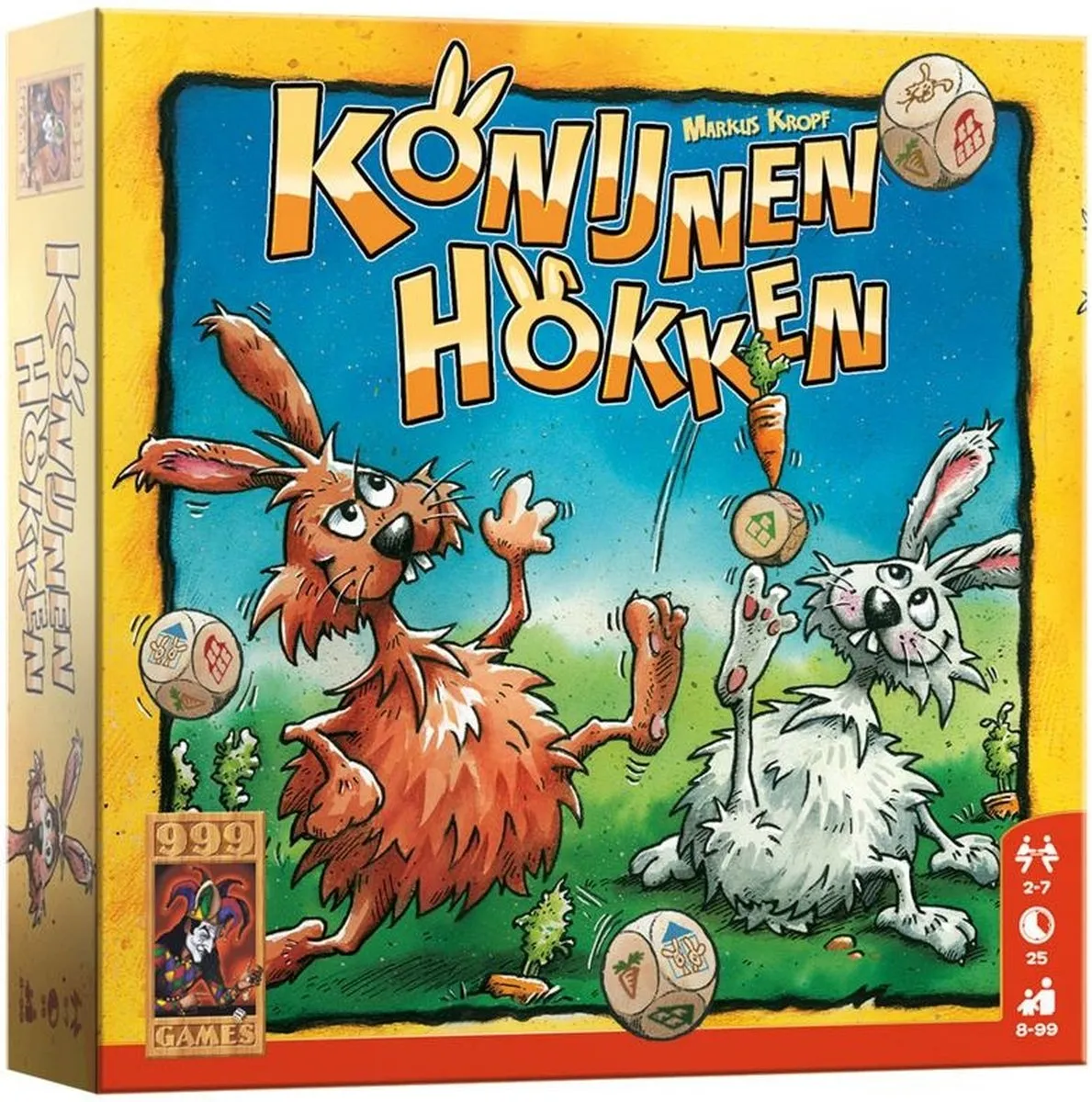 999 Games Konijnenhokken Vlot Dobbelspel - 7 Spelers - Multikleur