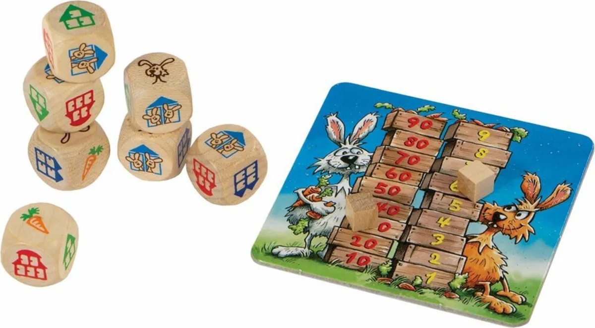999 Games Konijnenhokken Vlot Dobbelspel - 7 Spelers - Multikleur