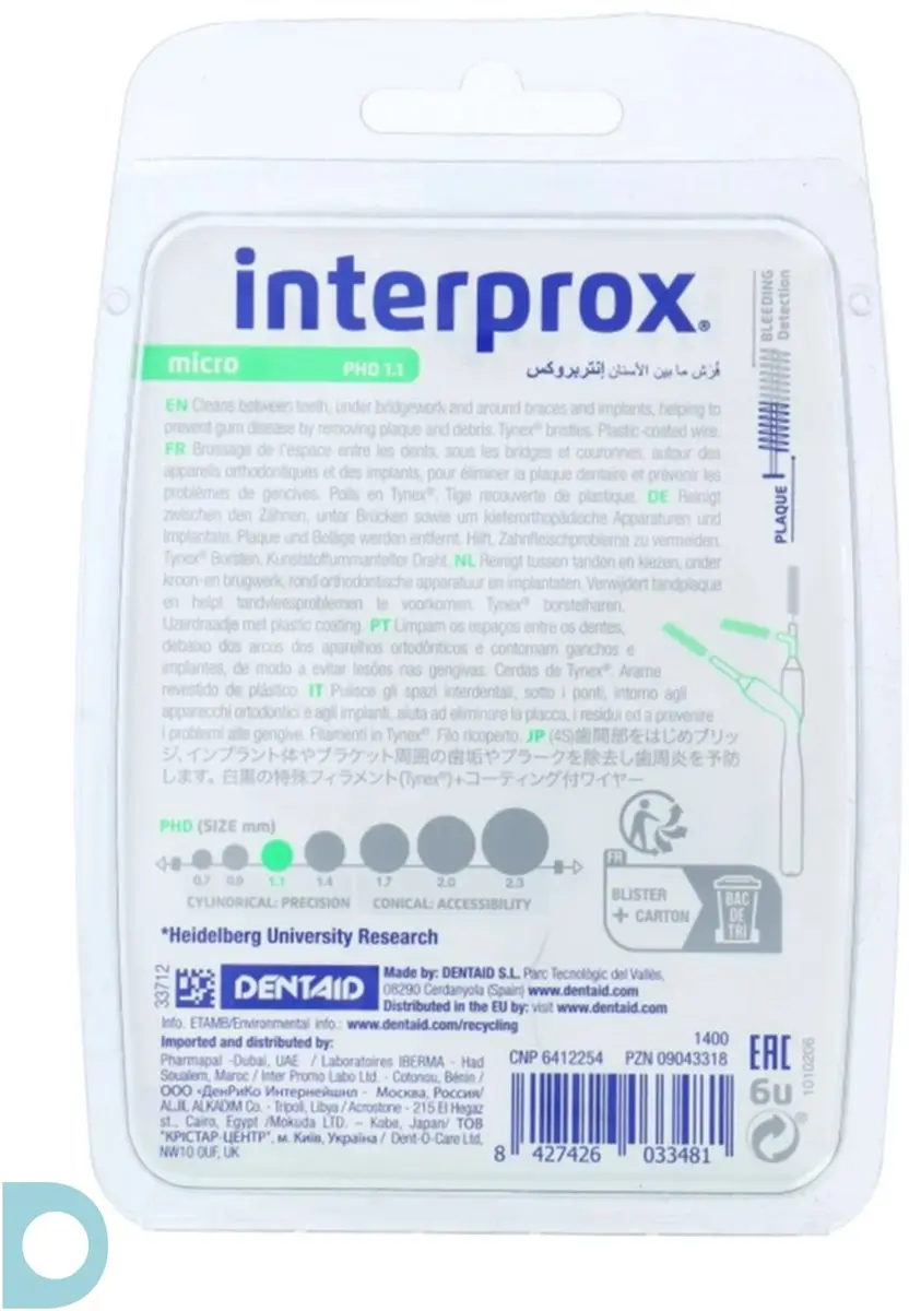 Interprox Interdentaal Micro 2.4mm Ragers - 18 Stuks (3x6) - Groen