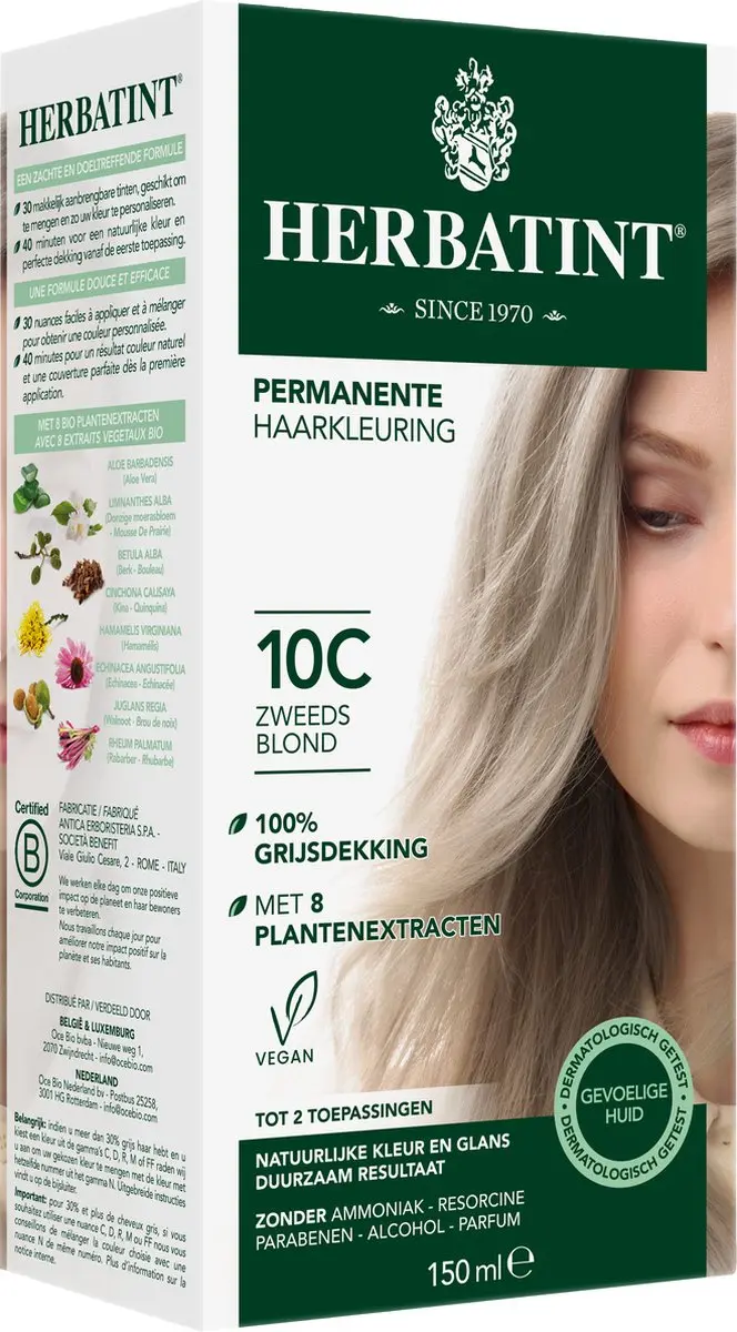 Herbatint Haarverf 10C Zweeds Blond 150ml - Grijs
