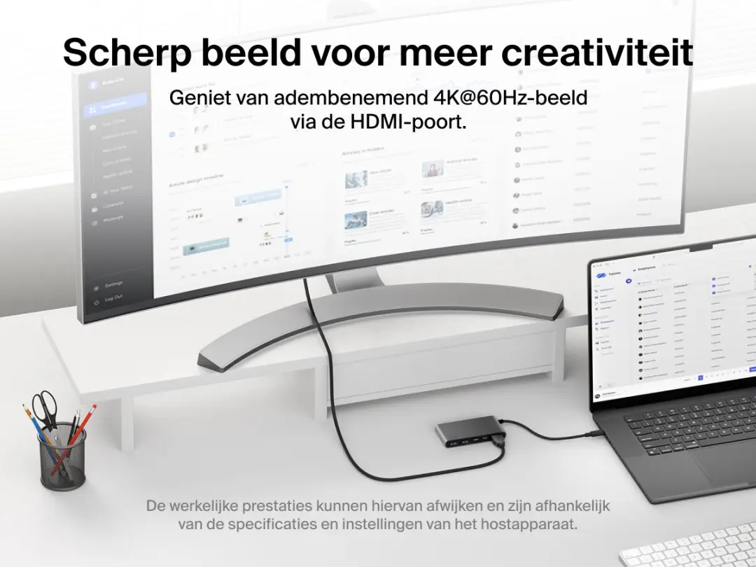Belkin Connect 5-in-1 USB-C Hub AVC022HQSGY - 4K 60Hz HDMI - 100W PD - Grijs - afbeelding 6 van 6