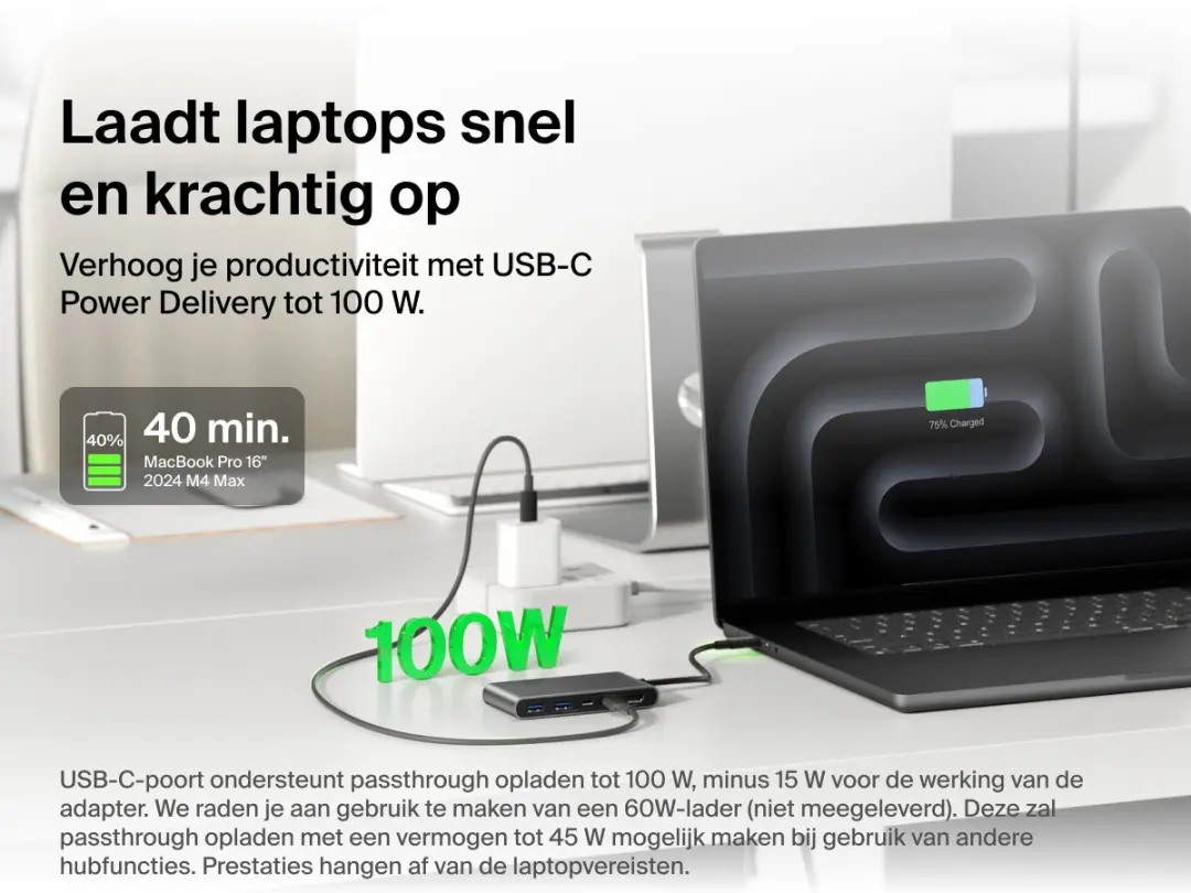 Belkin Connect 5-in-1 USB-C Hub AVC022HQSGY - 4K 60Hz HDMI - 100W PD - Grijs
