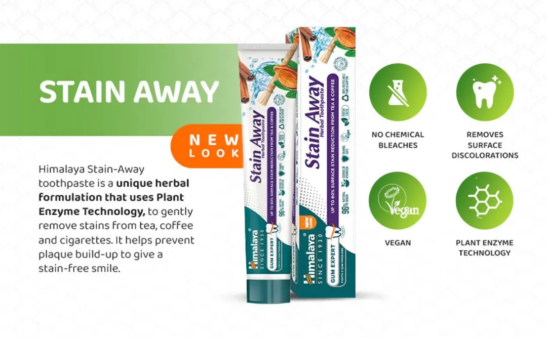 Himalaya Herbals Stain Away Rokers Tandpasta - 6x75ml - Zonder Fluoride
