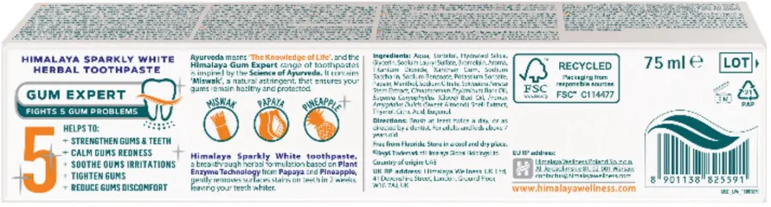 Himalaya Gum Expert Tandpasta 75ml - Sparkly White