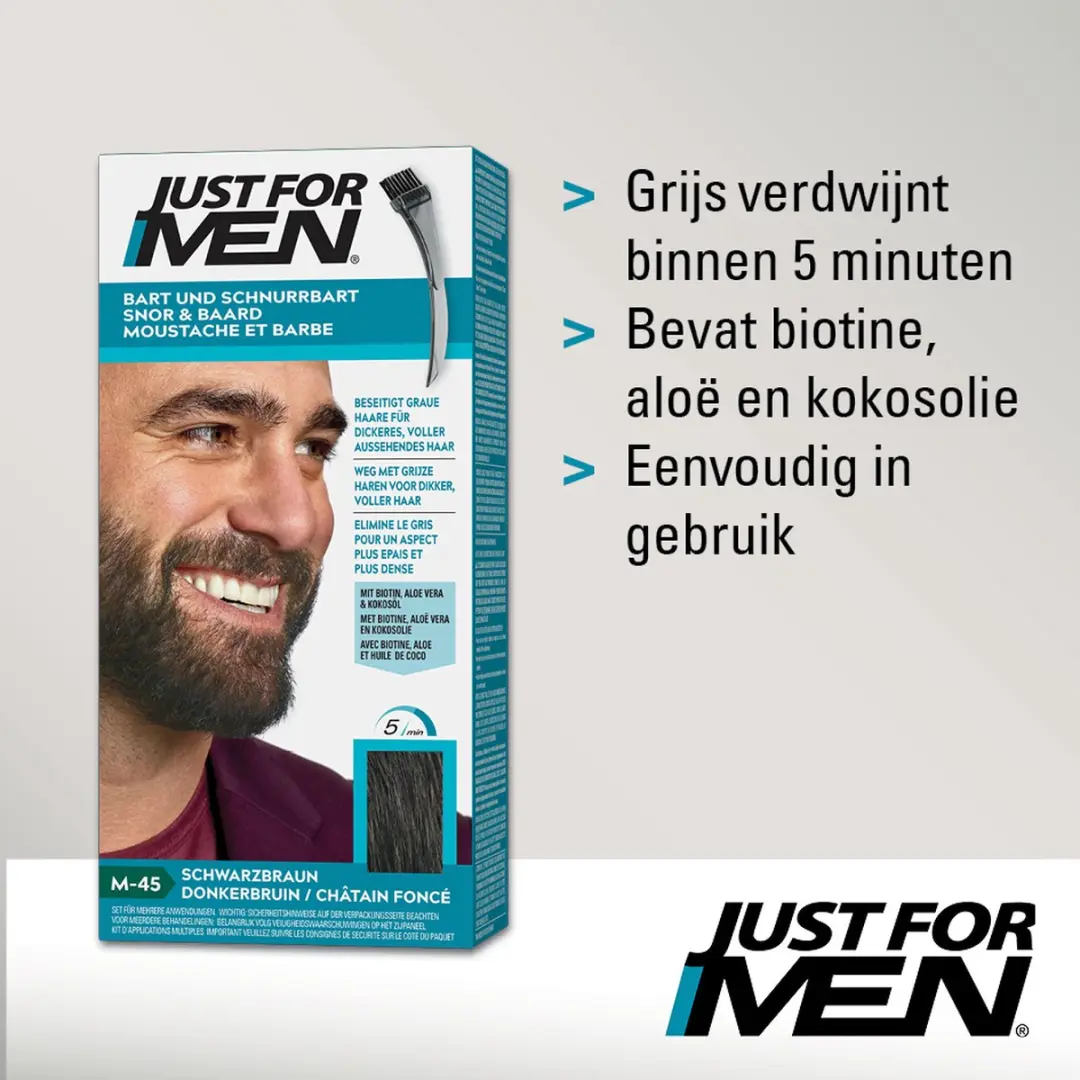 Just For Men Snor & Baard Haarkleuring Donkerbruin - 28mg