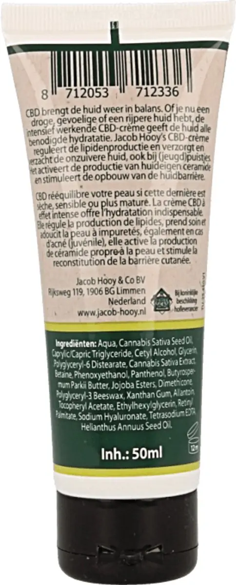 Jacob Hooy CBD Huidcrème 50ml