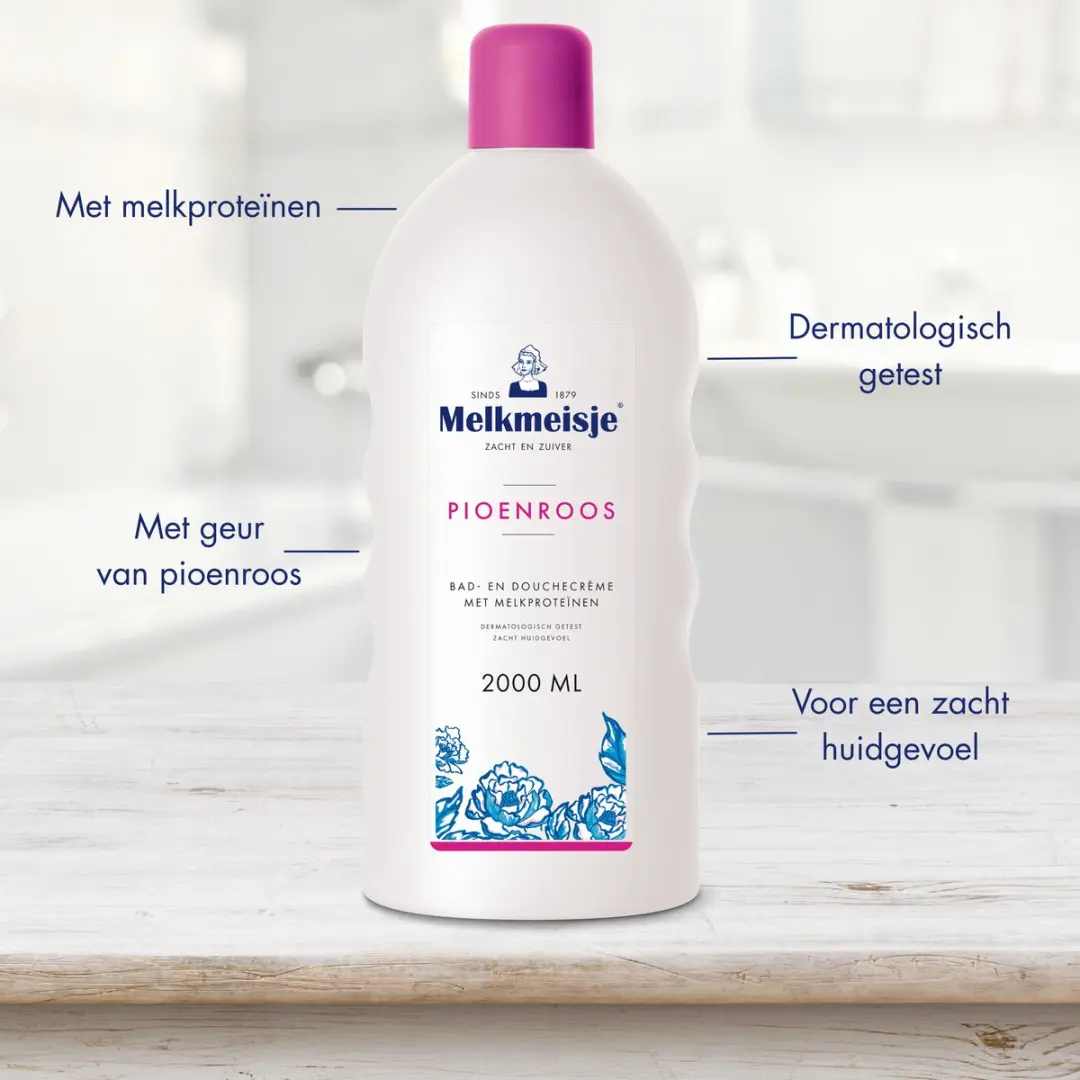 Melkmeisje Bad- en Douchecrème Pioenroos - 4x 2000ml