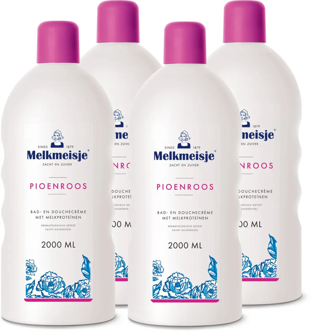 Melkmeisje Bad- en Douchecrème Pioenroos - 4x 2000ml