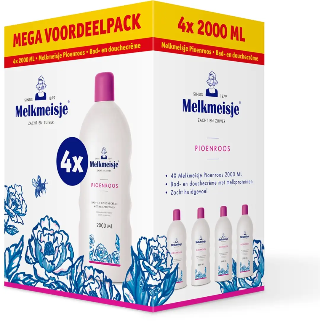 Melkmeisje Bad- en Douchecrème Pioenroos