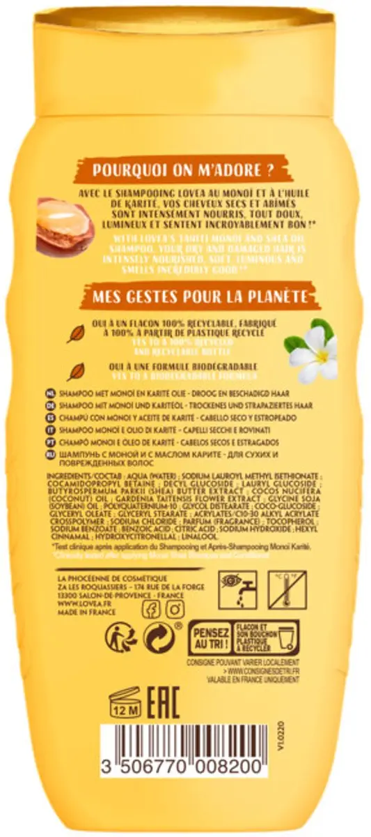 Lovea Monoï & Shea Shampoo 3x250ml
