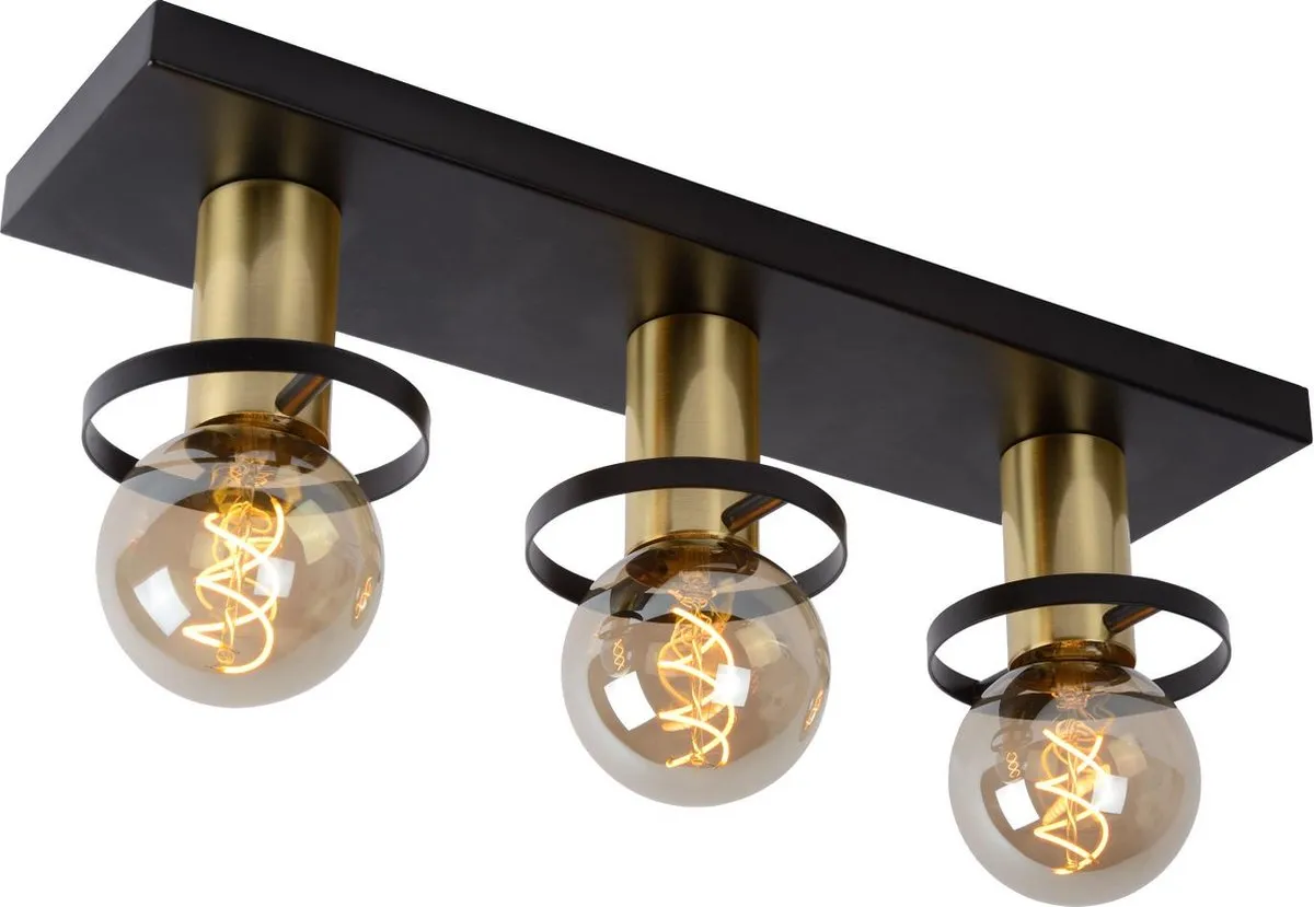 Lucide Anaka Plafondlamp 3xE27 - Zwart