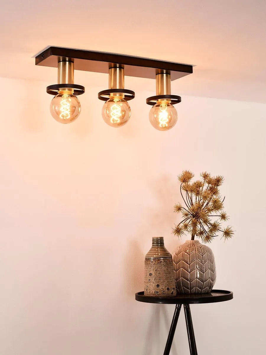 Lucide Anaka Plafondlamp 3xE27 - Zwart