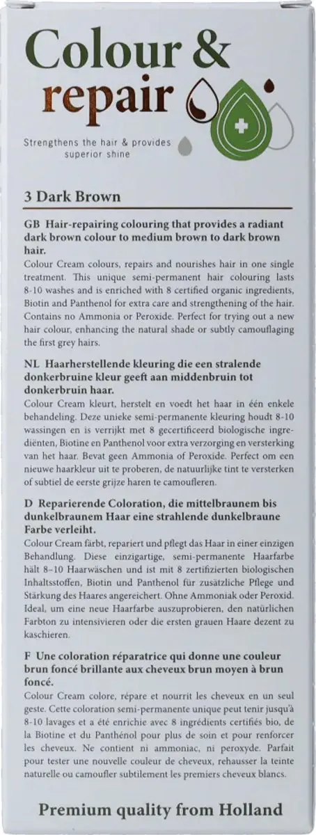 Hennaplus Colour Cream 3 Dark Brown 60 ml - afbeelding 6 van 6