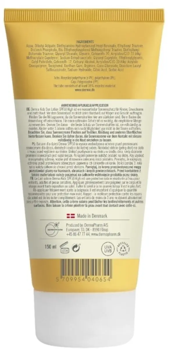 Derma Sun Kids Zonnebrand SPF50+ 150ml - Extra Hoge Bescherming