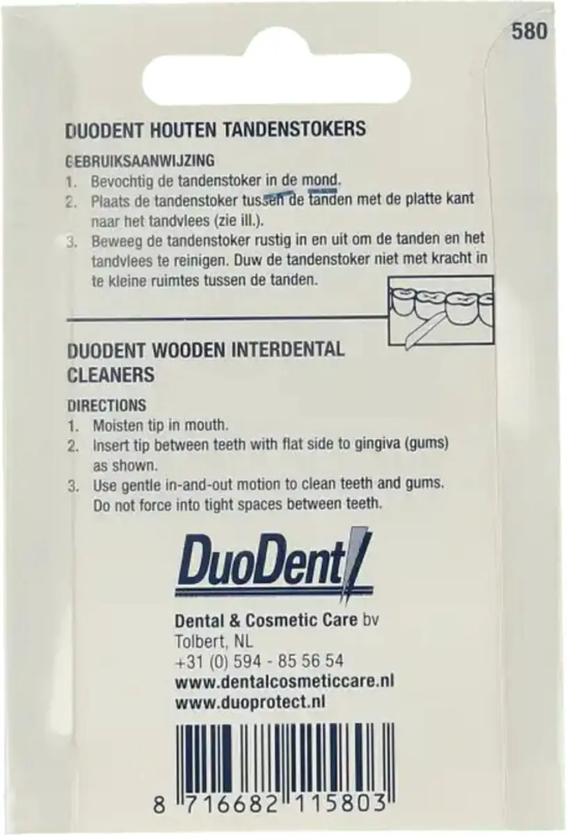 Duodent Houten Tandenstokers 100 Stuks
