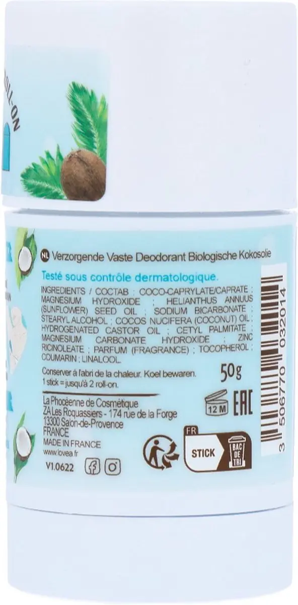Lovea Solid Deodorant Organic Coconut Oil 50g - afbeelding 6 van 6