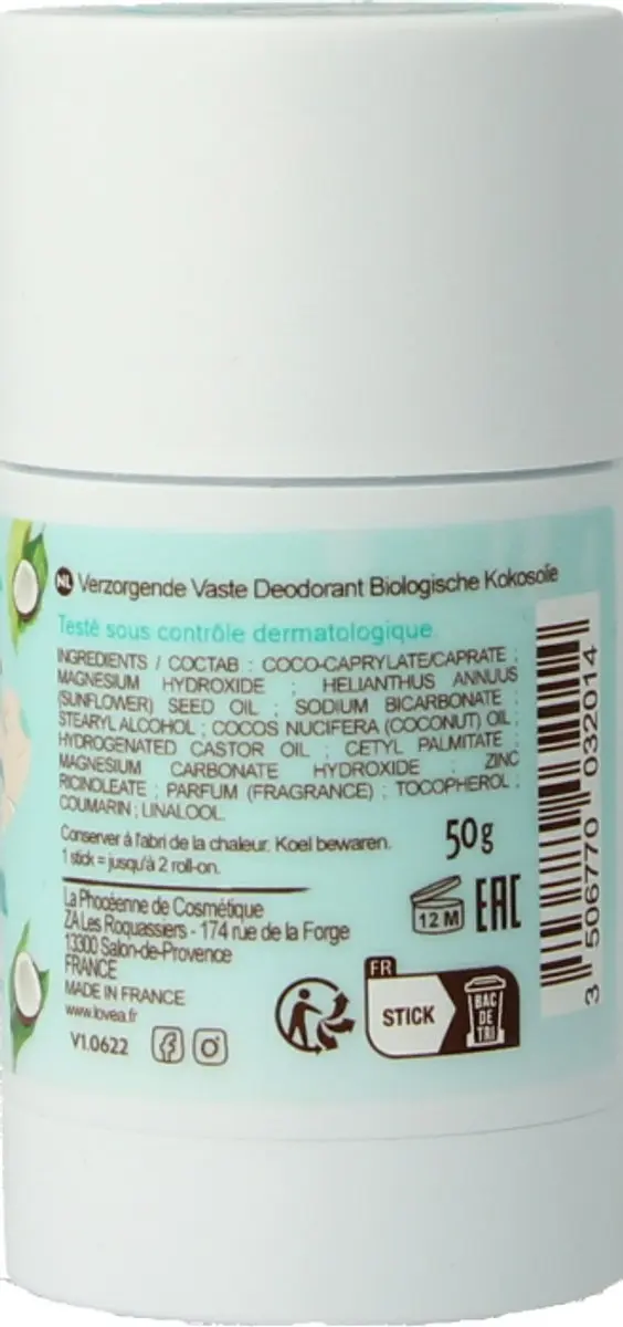Lovea Solid Deodorant Organic Coconut Oil 50g