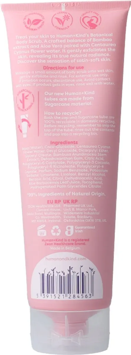 Human+Kind Body Scrub Fresh Botanicals 250ml - afbeelding 6 van 6